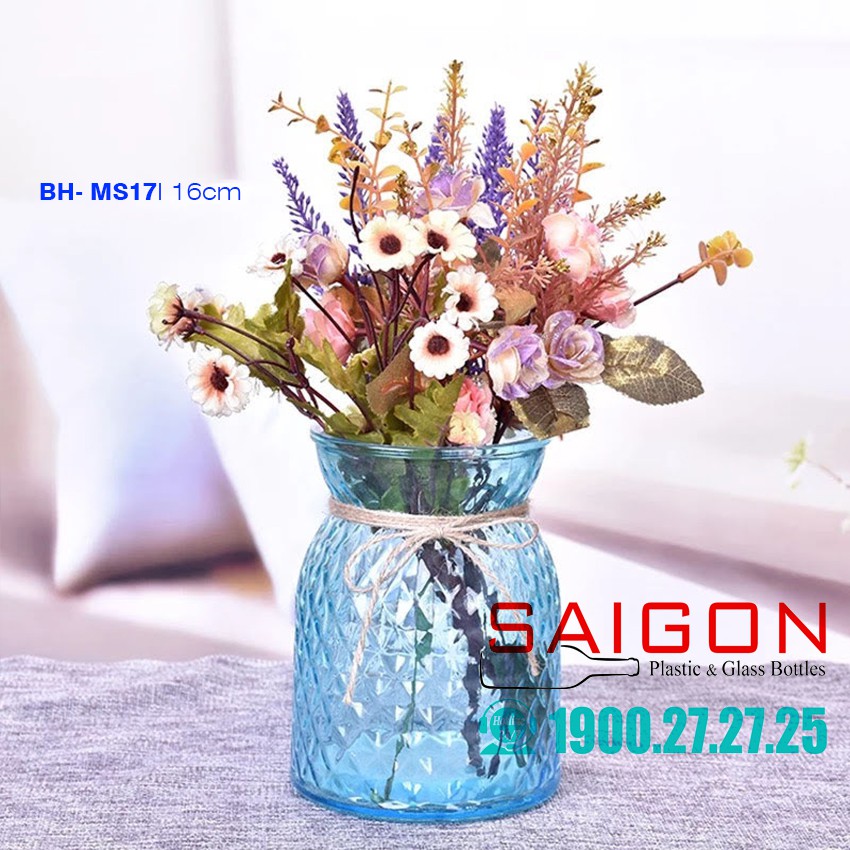 Binh hoa Thủy tinh nhiều màu sắc cao 16 cm | MS17