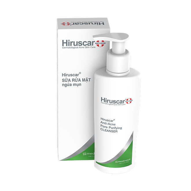 Sữa Rửa Mặt Ngừa Mụn, Giảm Mụn, Giảm Thâm Mụn Hiruscar Anti-Acne Cleanser+ (Chai 100ml) [Chính Hãng]