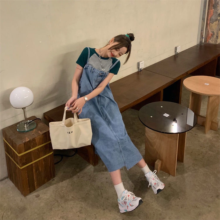 Đầm Yếm Denim Dáng Rộng Thời Trang Mùa Hè Dành Cho Nữ