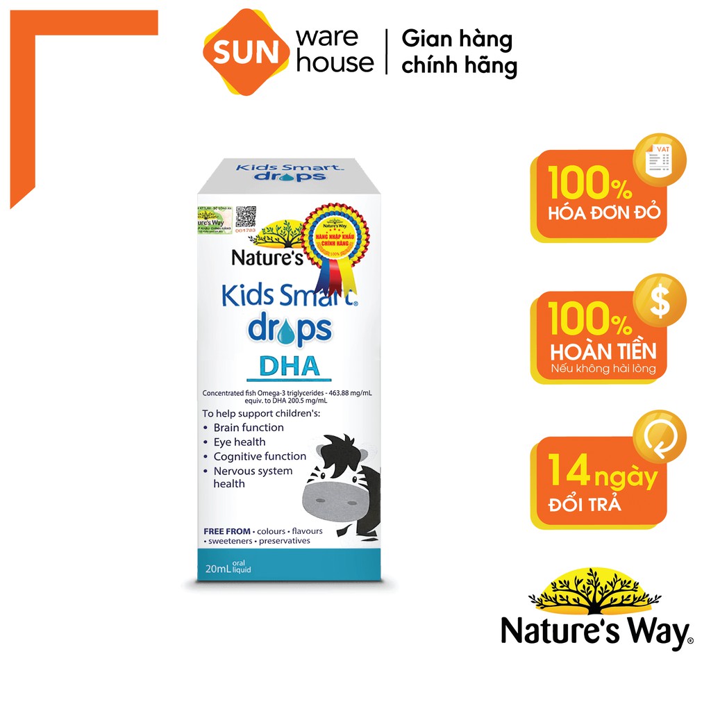 DHA Nature's Way Kids Smart Drops DHA Dạng Giọt Giúp Tăng IQ, Phát Triển Não Bộ Cho Bé 20ml