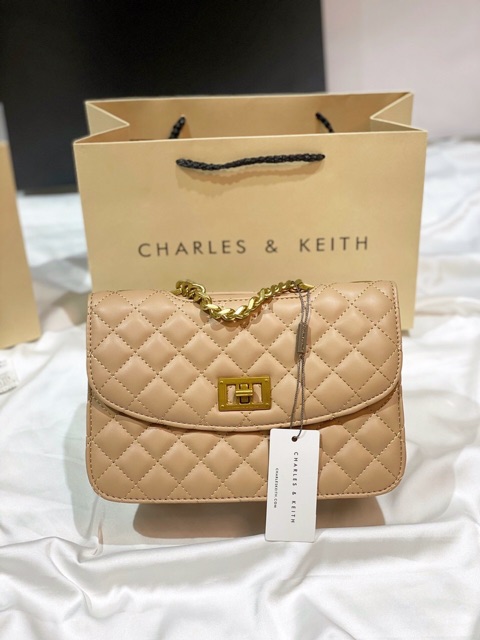 Túi ô trám có quai mẫu mới màu nude