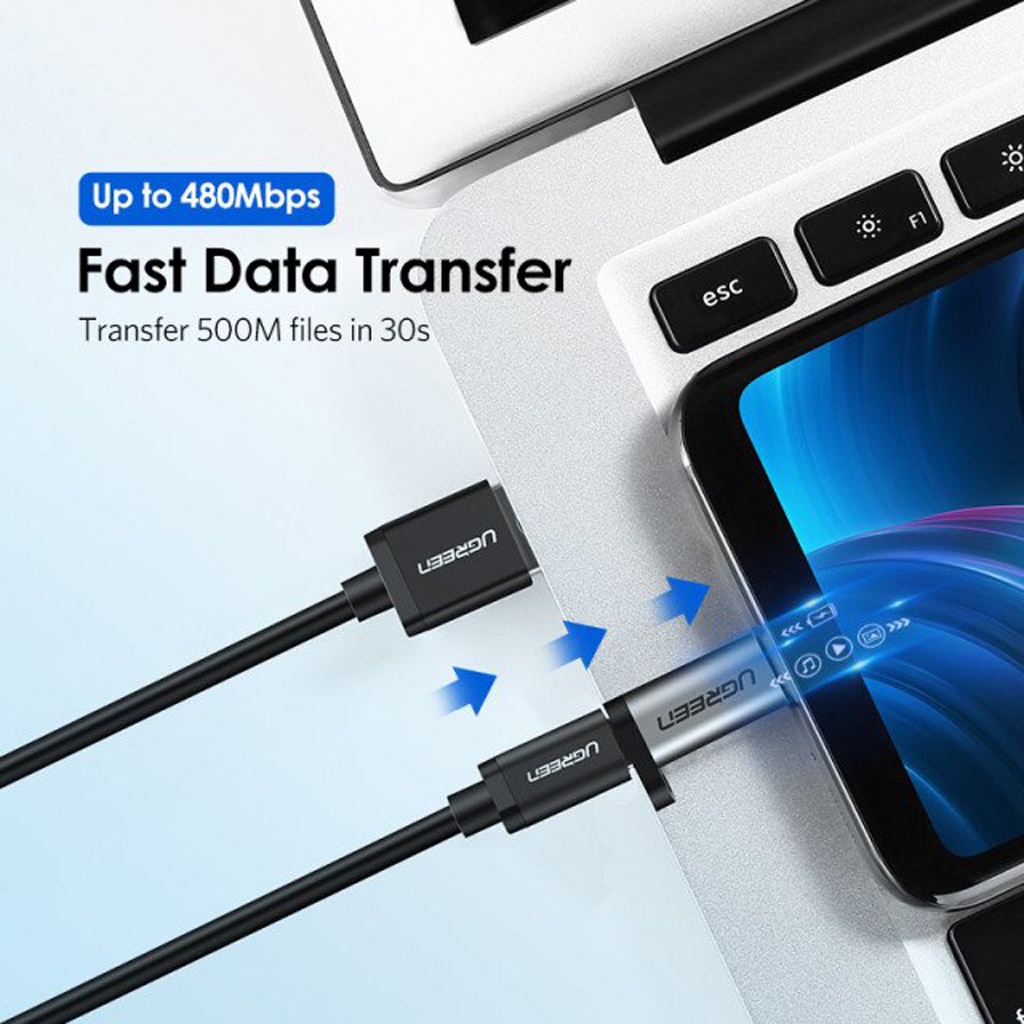 Đầu Chuyển Micro USB to USB Type C Cao Cấp Ugreen 50590 Chính Hãng