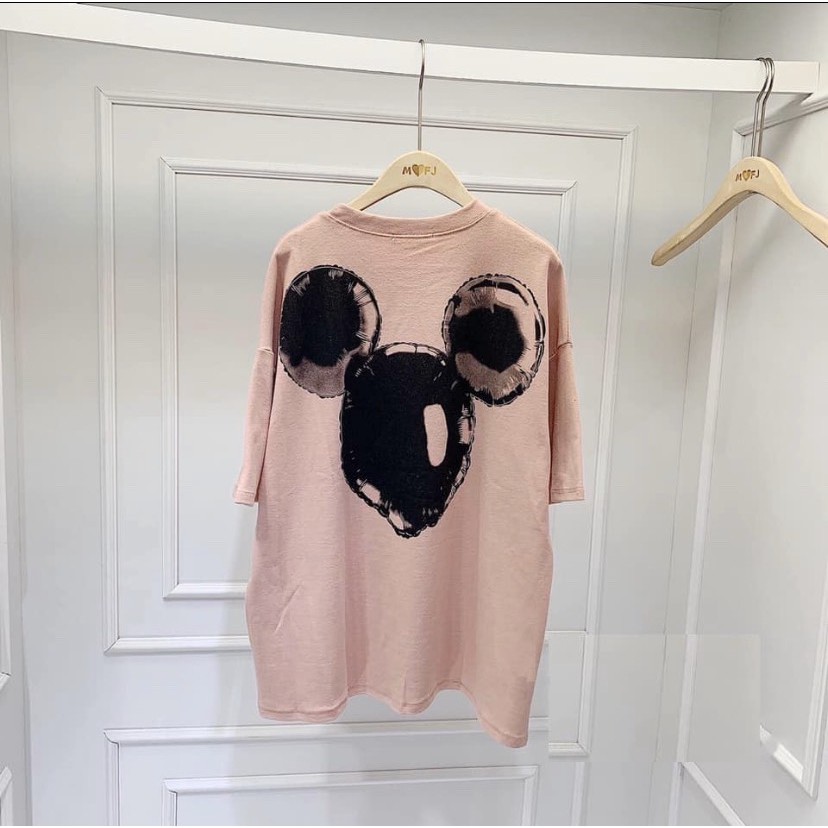 Áo thun tay lỡ form giấu quần nữ - Áo phông mickey hồng pastel SIÊU HOT | BigBuy360 - bigbuy360.vn