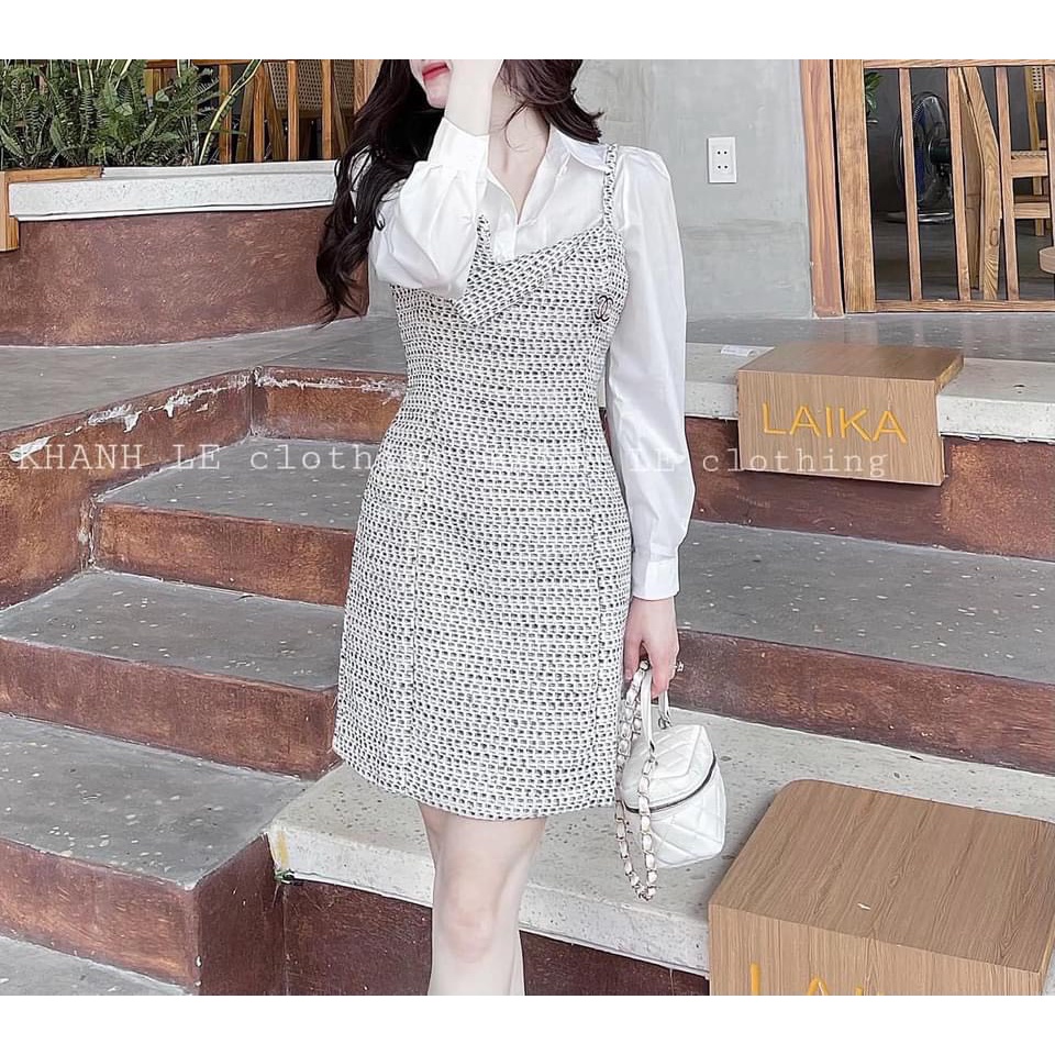 SET ÁO SƠMI + VÁY YẾM DẠ HÀNG NHẬP Ꮯɦấȶ Ꮮɨệʊ: kate +dạ. Có 1 màu. Size dưới 54kg vừa. Đơn giản mà đẹp