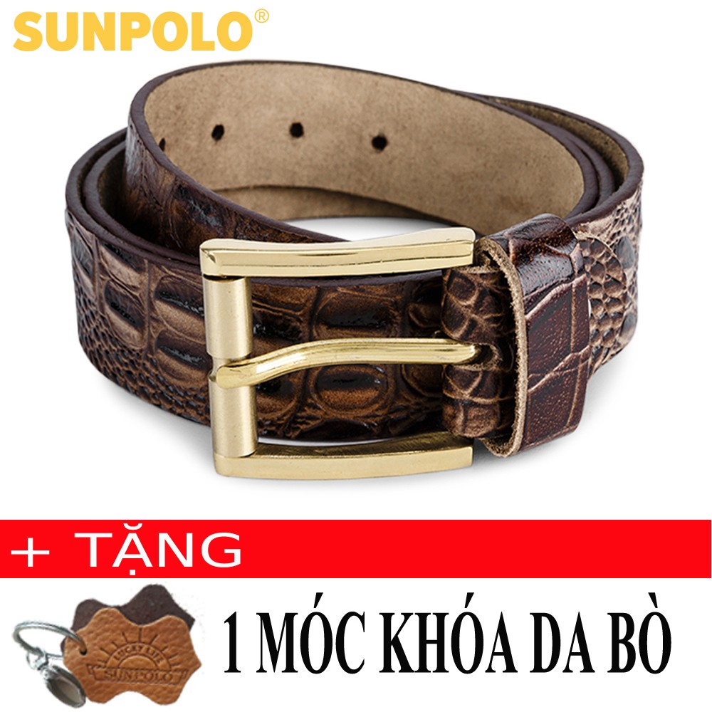 Thắt lưng nam da bò SUNPOLO Đen Nâu Bò - BS07DNB