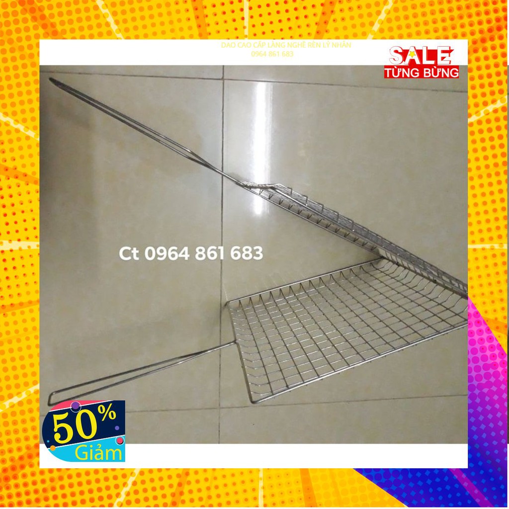 vỉ nướng cá to - dày - size 32x59cm - inox 304 không rỉ - hàng loại 1