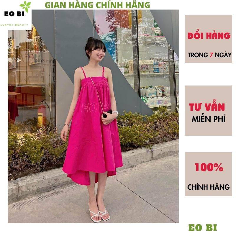 Đầm 2 dây babydoll 4 mầu V11 váy maxi đi biển kiểu dáng hàn quốc ulzzang tiểu thư dễ thương ulzzang -EOBI