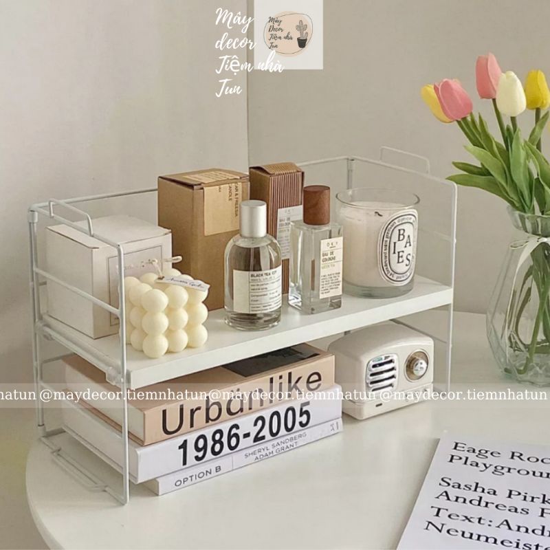 Kệ đa năng đựng vật dụng đựng nước hoa, đựng cốc uống nước, đựng nến, đựng sách để bàn kiểu Hàn Quốc