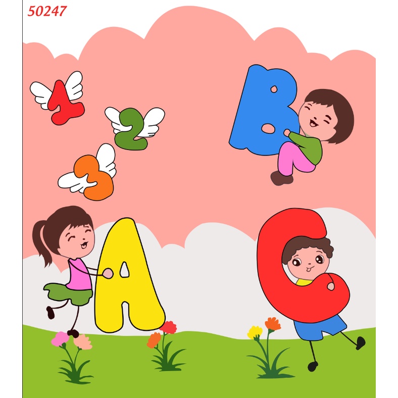 Tranh Dán Tường Phòng Trẻ Em Hoạt Hình Hiện Đại 3D đa dạng mẫu mã,  kích thước