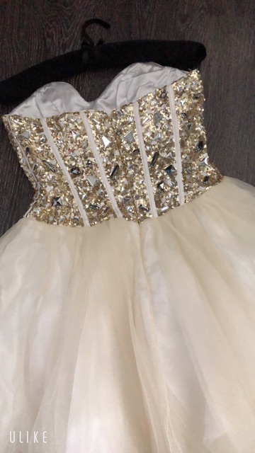 Đầm kim sa phối voan lưới