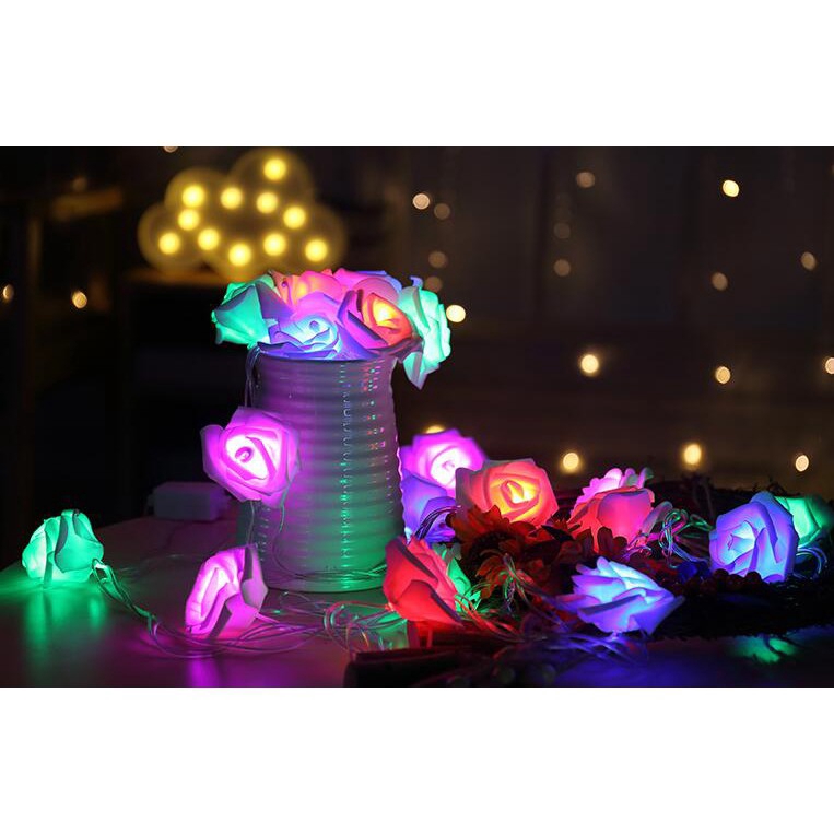 Dây Đèn LED 20 Bóng Dài 3M Hình Hoa Hồng Dùng Pin Trang Trí Giáng Sinh / Tiệc Cưới / Giáng Sinh