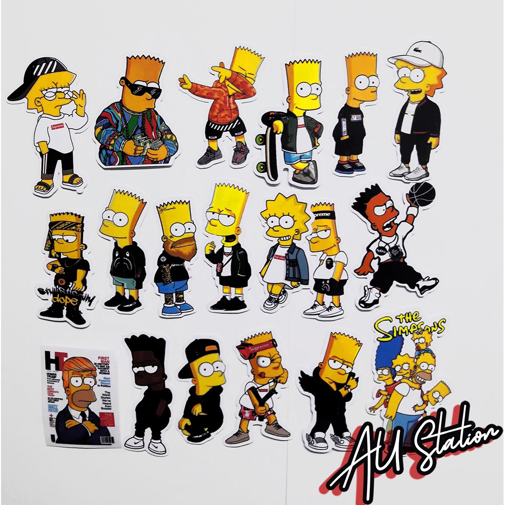 THE SIMPSONS nhựa PVC không thấm nước, dán nón bảo hiểm, laptop, điện thoại, Vali, xe, ... *SIMPSONS* Cực COOL