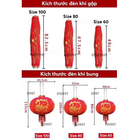 ĐÈN LỒNG vải NHUNG ĐỎ Treo Tết Lễ Hội Size 80CM 60cm 100cm