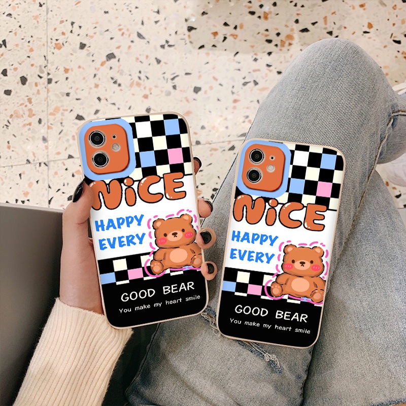 Ốp Lưng kẻ caro- Ốp IPHONE Gấu Bear vuông cạnh 6s/6plus/7/8/7plus/8plus/x/xs/xsmax/11/11promax/12/13pro/promax th304