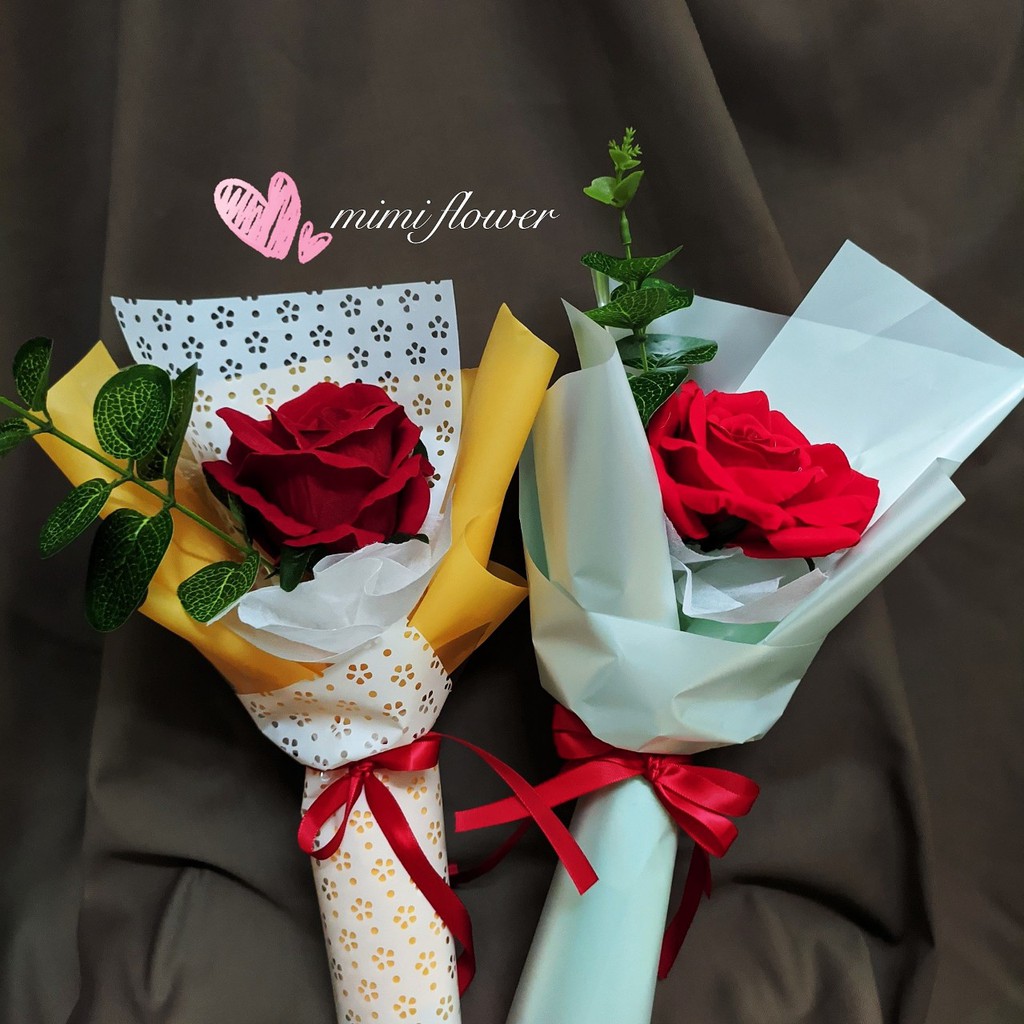 Hồng lụa bó 1 bông (kèm ảnh thật)