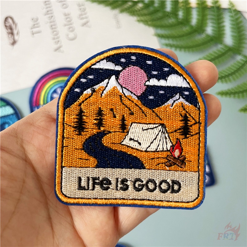 ♥ Sticker Ủi Thêu Chữ Life Is Good - Enjoy The Scene ♥ 1 Huy Hiệu Ủi Thêu Hình Hoàng Hôn 9 Kiểu