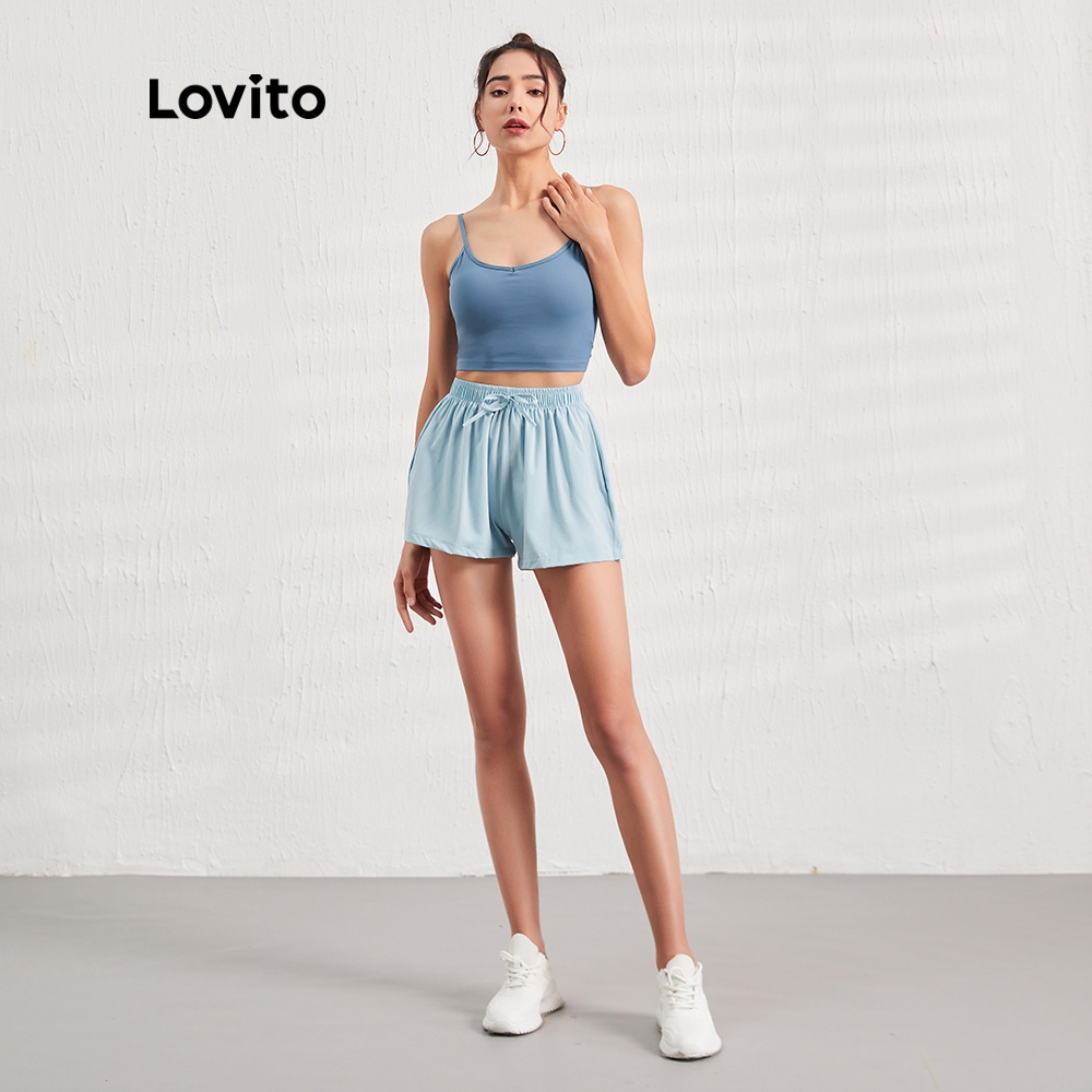 Quần short thể thao Lovito thiết kế đơn giản thoải mái thời trang L07056