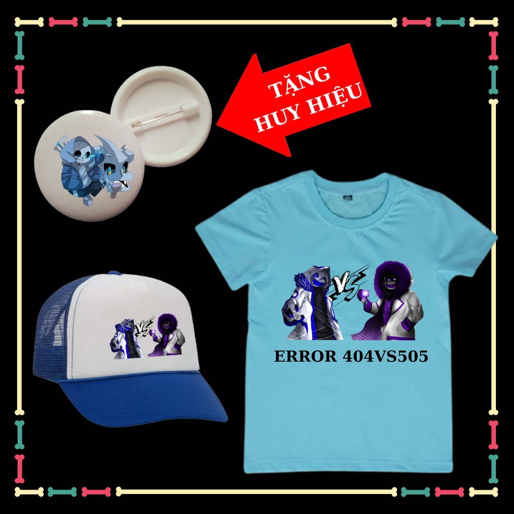 Áo thun trẻ em mẫu Error 404vs505 siêu ngầu, tay ngắn, đủ size áo từ 10kg đến 90kg, kèm mũ lưỡi trai, kèm huy hiệu