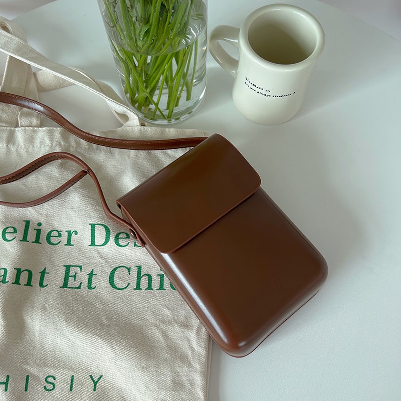 Ielgy Túi Đeo Chéo Đựng Điện Thoại Kết Cấu Đơn Giản Phong Cách niche Nhỏ Dành Cho Bạn Nữ