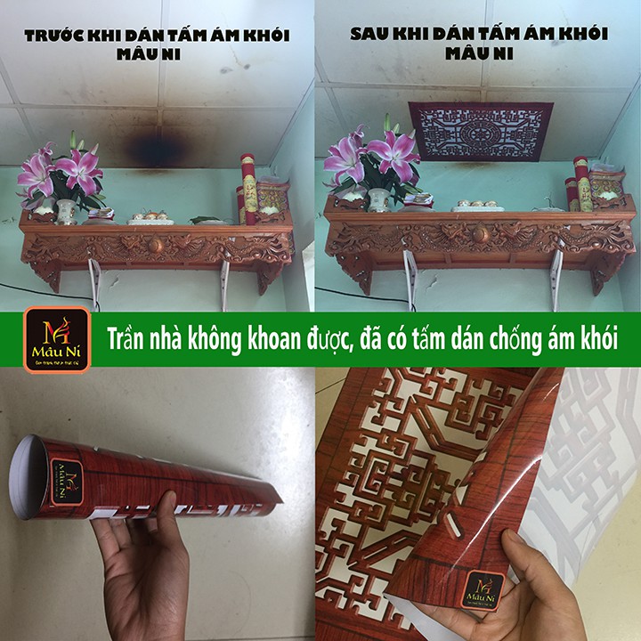 TẤM CHỐNG ÁM KHÓI dán phòng thờ, dán lên trần nhà, không phải khoan, Kích thước 41cm x 61cm [ trang trí thờ cúng ]