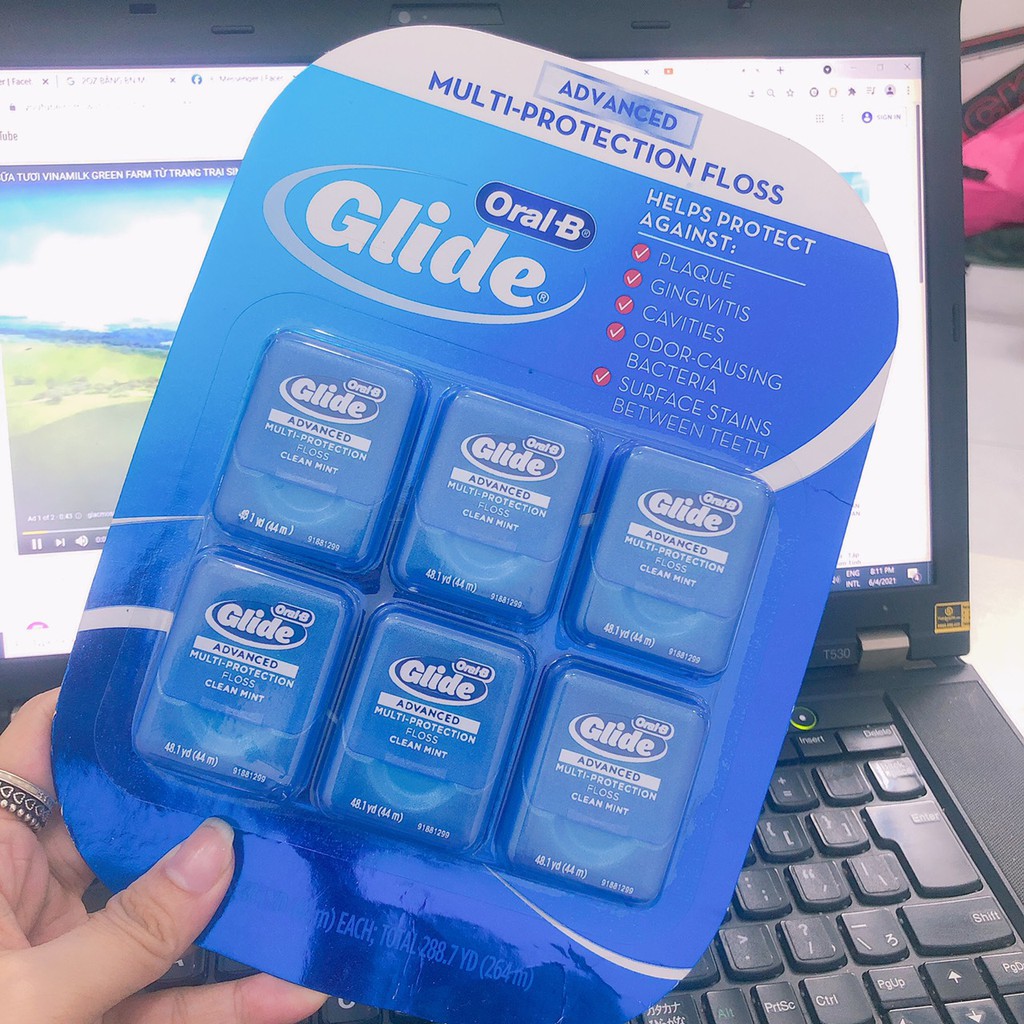 Chỉ nha khoa Glide Oral B USA 44m - vỉ 6 cái MINT- HÀNG MỸ AUTH