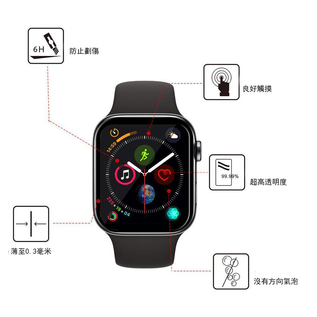 Phù Hợp Kính Cường Lực 3d Bảo Vệ Màn Hình Cho Apple Watch Se 6 5 4 3 2 40 / 44 / 38 / 42mm