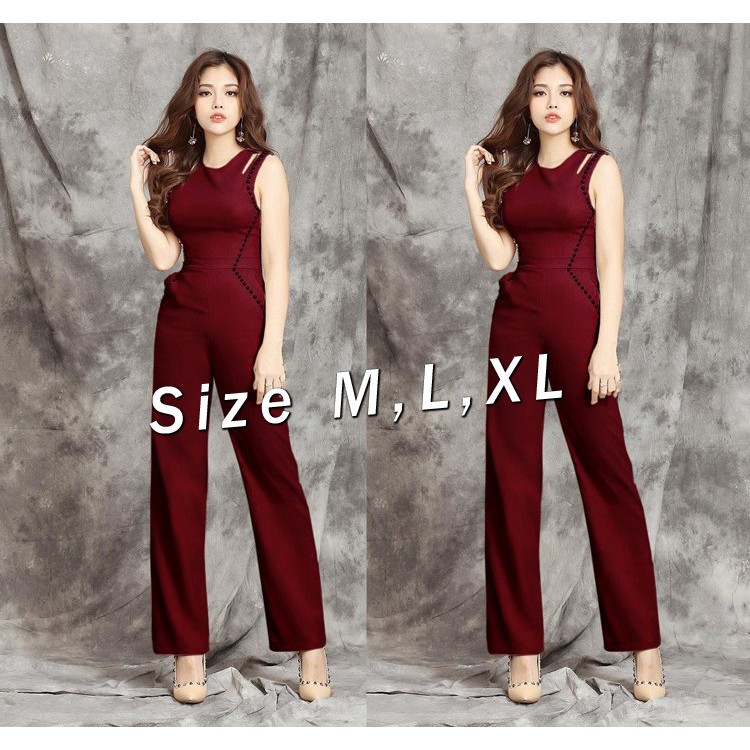 [Hình Thật - Hàng Thiết Kế] Jumpsuit dài cut out kết hạt thiết kế cao cấp