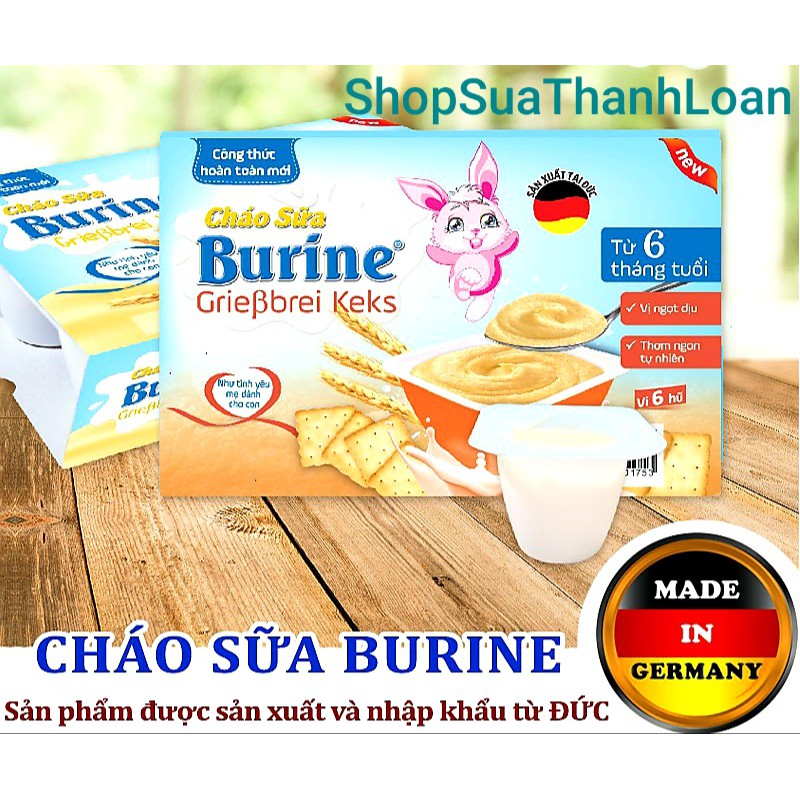 [GIAO NOWSHIP] Cháo sữa Burine Vị Bích Quy - Lốc 6 Hủ X 50g