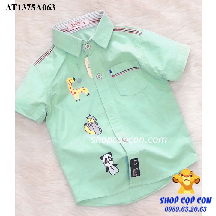 Áo sơ mi hình thú cho bé trai từ 9 đến 26kg