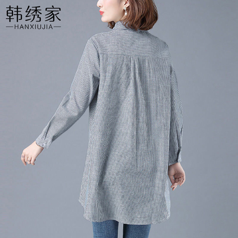 Áo Sơ Mi Cotton Thêu Họa Tiết Kẻ Sọc Phong Cách Hong Kong Cổ Điển Mẫu Mới Dành Cho Nữ S2021Spring