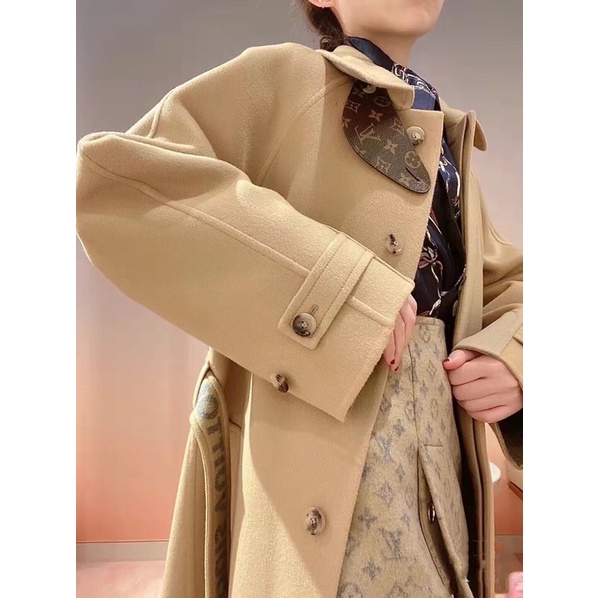 Áo khoác dạ dáng dài mẫu mới 2021 phối đai thắt eo thương hiệu Louis Vuitton LV cao cấp