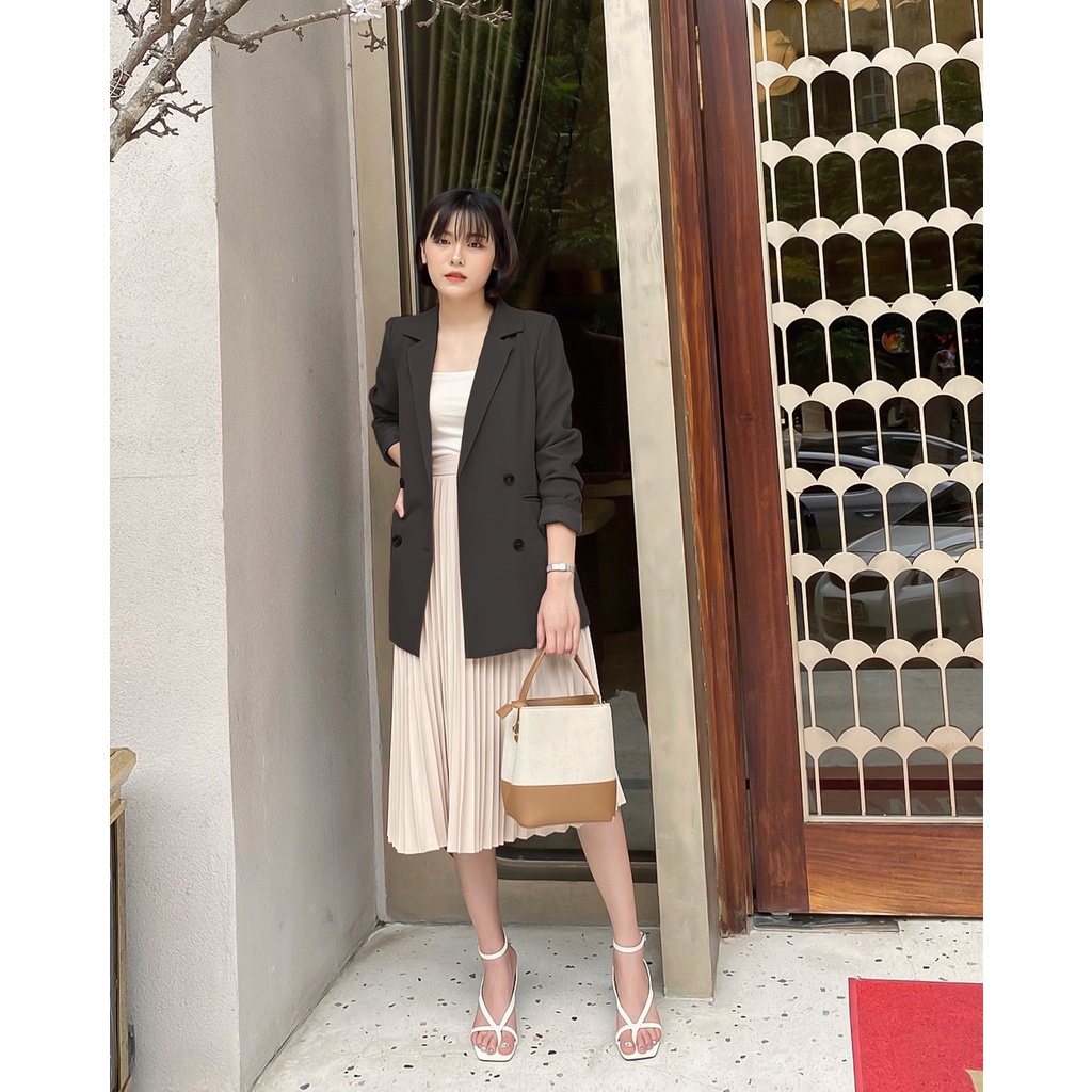 Áo vest nữ blazer công sở Hàn Quốc dáng dài trẻ trung giá rẻ thời trang thiết kế Kcorner AV24 | BigBuy360 - bigbuy360.vn