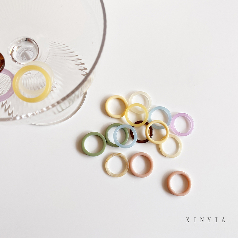 Nhẫn Nhựa Resin Mini 17mm Nhiều Màu Sắc