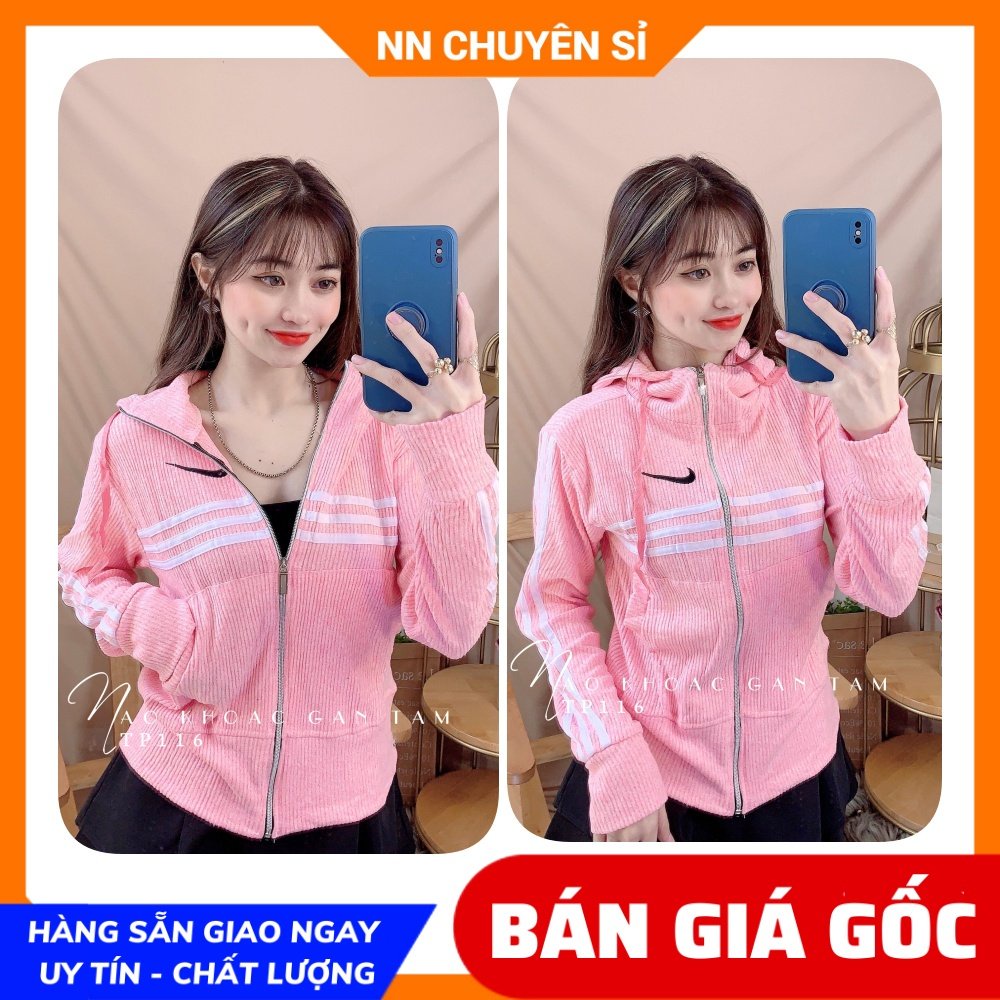 Áo khoác chống nắng nữ có nón chất thun gân mềm, co giãn thêu chữ dễ thương TP116