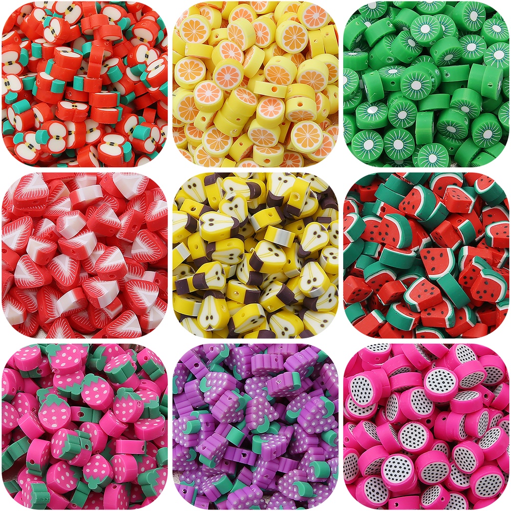 Bộ 30 Hạt Xâu Chuỗi Mềm Hình Trái Cây Dùng Làm Trang Sức DIY