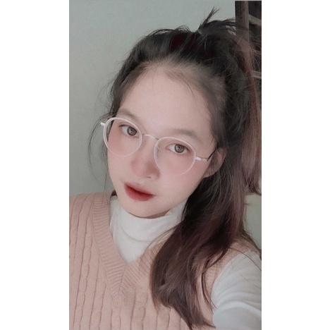 Kính không độ,gọng kính kim loại tròn ES 9063 - Jolie Eyewear chống ánh sáng xanh, UV400