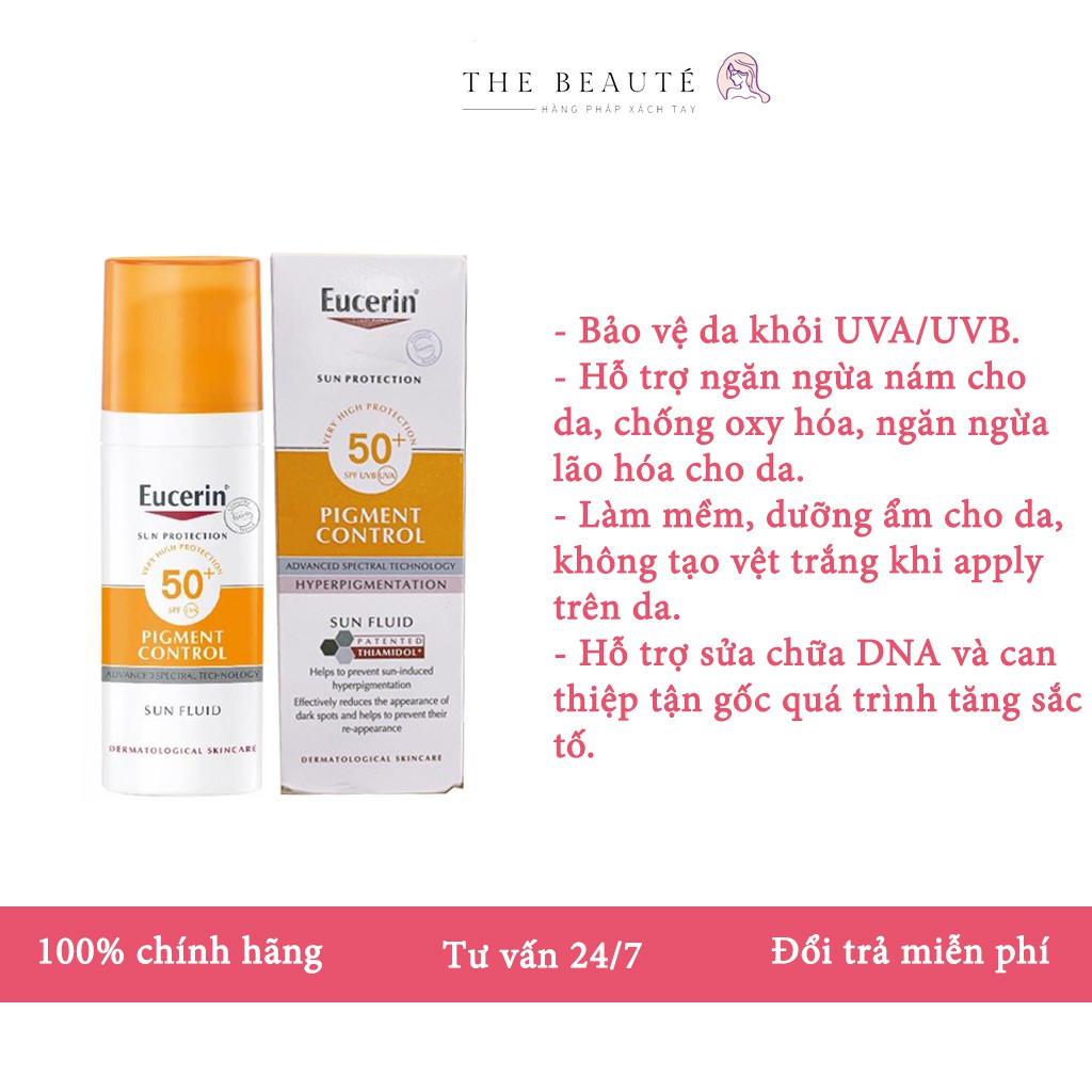 [Hàng Pháp] Kem Chống Nắng Eucerin Pigment Control Sun Fluid SPF 50+ 50ml