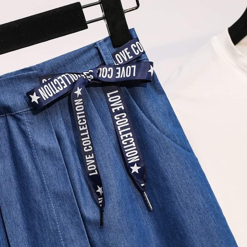 Quần giả váy bigsize denim QSBS001 - Quần short đùi bigsize cho người béo mập 55-100KG - Đi chơi, đi tiệc hay dạo phố