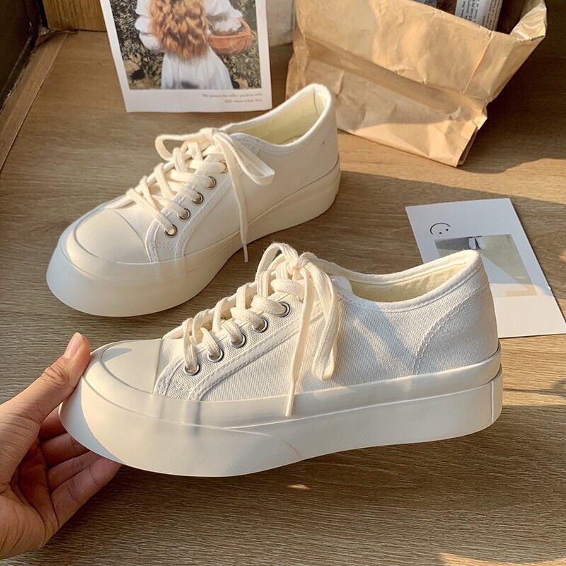 Giày thể thao sneaker nam nữ vải canvas dáng basic đế cao hot trend FLOWER G06 - nguyentrang239