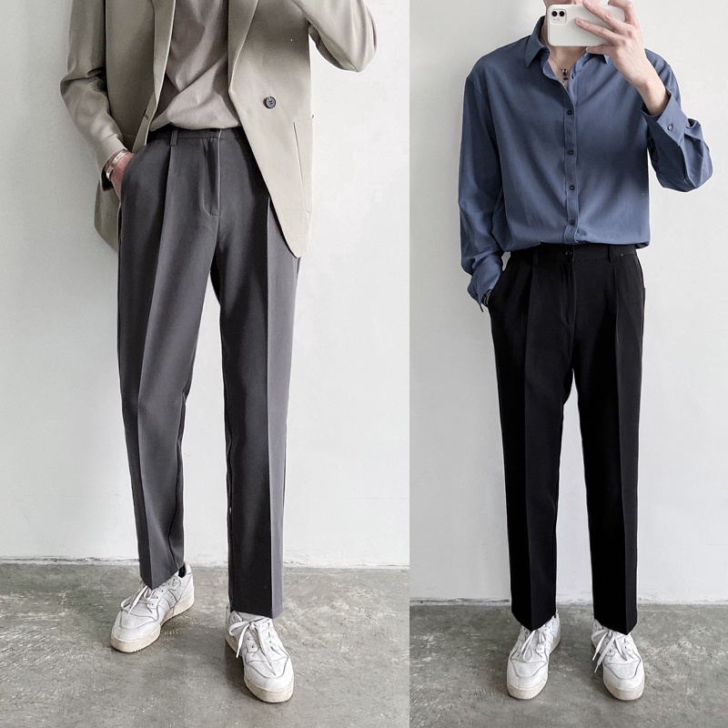 Quần Tây Nam Dài Ống Rộng Màu Trơn Thời Trang Hàn Quốc Size S-4XL Quần tây nam phong cách Hàn sang trọng
