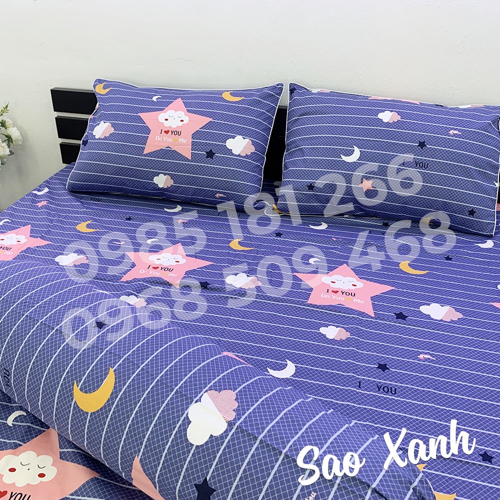 [Ảnh Thật] Sao Xanh - Bộ Drap Cotton 4 món Thắng Lợi Chính Hãng