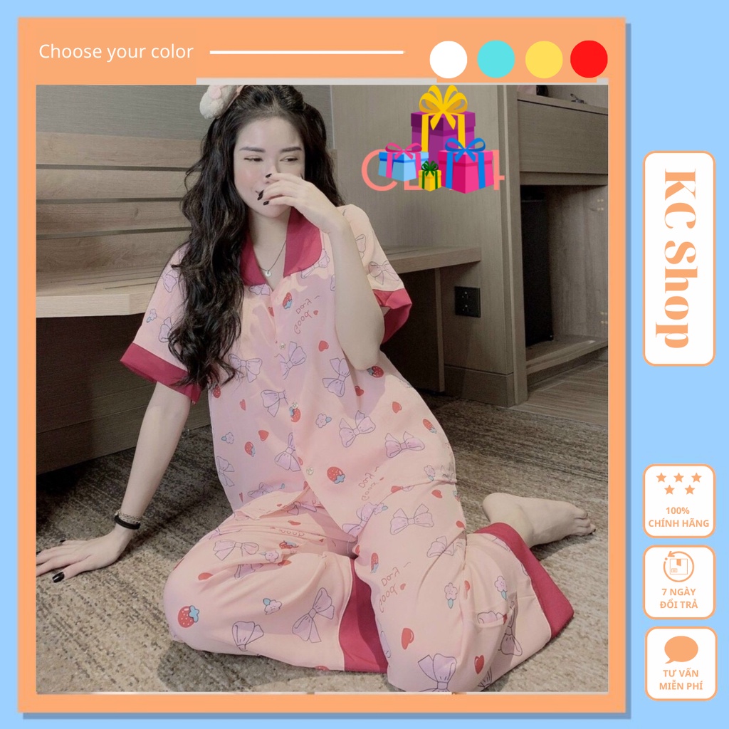 Đồ ngủ nữ cổ sen cao cấp, Bộ pyjama mặc nhà sang trọng - KC Shop