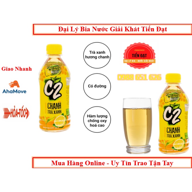 Lốc 6 Chai Trà Xanh C2 Hương Chanh / Táo 360ml