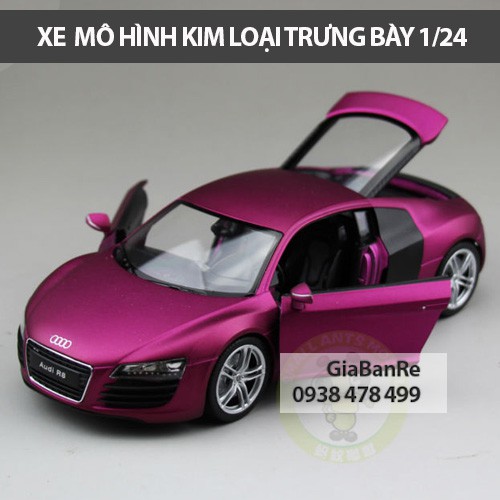 XE MÔ HÌNH KIM LOẠI SẮT TỈ LỆ 1:24 AUDI R8 V10 - WELLY FX - TÍM - 8024TI