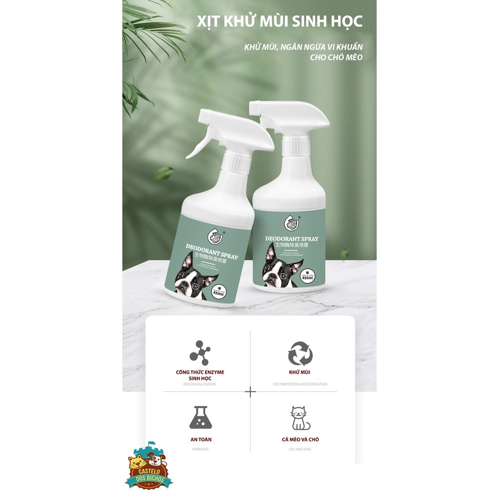 Xịt Khử Mùi Vệ Sinh Chó Mèo - Xịt Khử Mùi Vệ Sinh Cho Thú Cưng 450ml