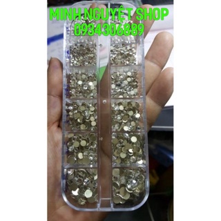Hộp đá trắng móng nail mix size