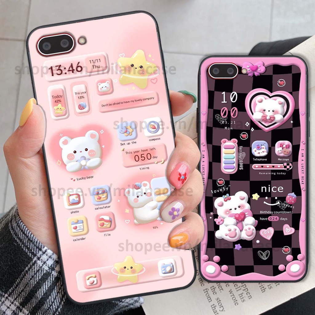 Ốp Oppo A3s / A1k hình đồng hồ icon gấu mèo cute cực dễ thương ngộ nghĩnh