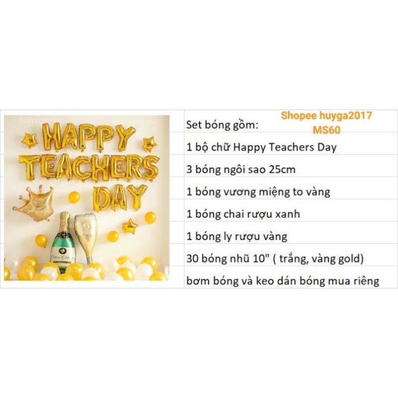 ( TẶNG KÈM BƠM KEO ) SET BÓNG NGÀY NHÀ GIÁO VIỆT NAM 20/11 TEACHER DAY