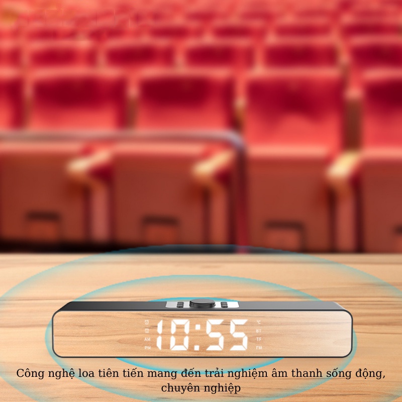 Loa Bluetooth mini không dây G28, Loa Bluetooth kiêm đồng hồ báo thức, nghe đài FM,màn hình tráng gương hiển thị đèn led