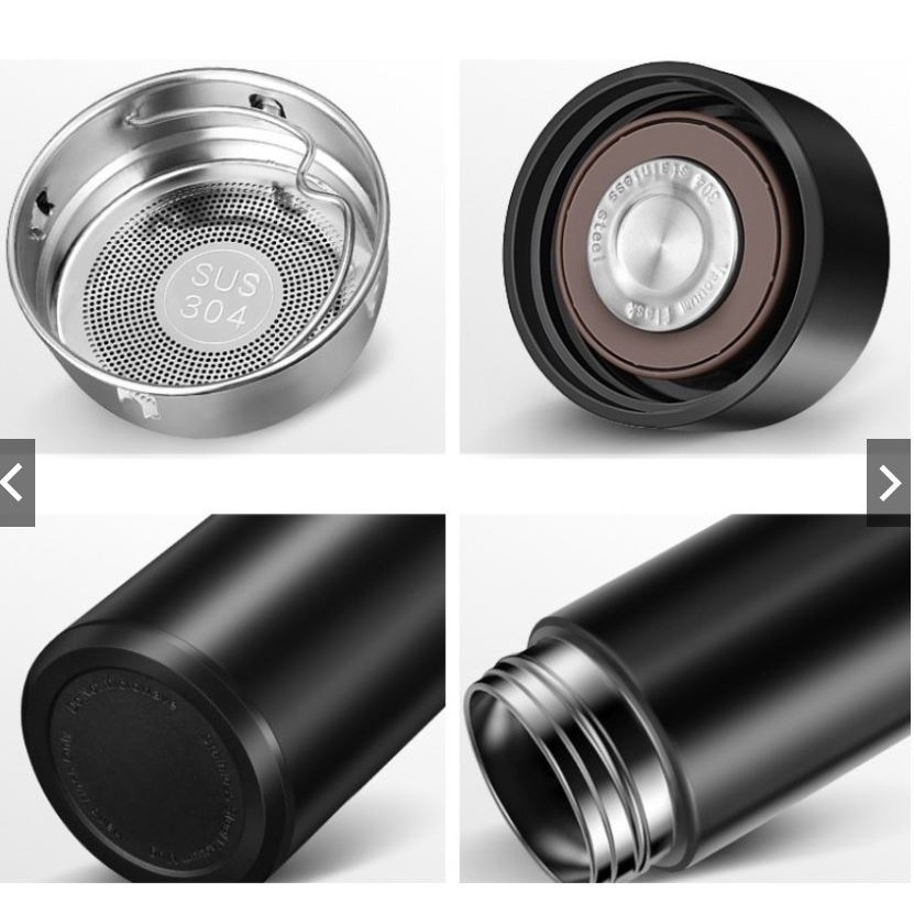 Bình Giữ Nhiệt❤️SALE❤️Bình Đựng Nước Inox 2 Lớp Dày Dặn Nắp Cảm Ứng Nhiệt Độ Kèm Lưới Lọc Trà Tiện lợi Dung Tích 500ML